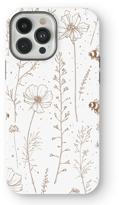 Bloemen Design Hoesje geschikt voor iPhone 13 Pro | Flower Print Tough Case met Mag | Shockproof | Bloemen Motief Backcover geschikt voor iPhone 13 Pro Meadow Sketch