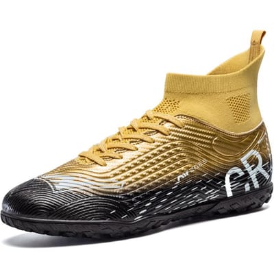 Chaussures de Football Homme Hautes Professionnelles   Nouvelles Chaussures de Football Entraînement sur Terrain Légères Antidérapantes Chaussures de Football Pour Homme 46