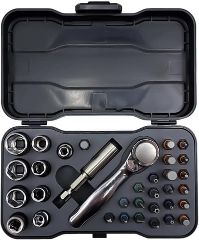Ratel Schroevendraaier Set - Multi Bit Tool - Klus Klussen - 34-in-1 Magnetisch - 469g - Grijs