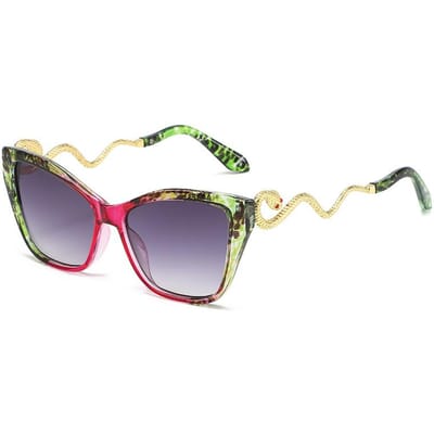 Nieuwe Slangachtige Kattenoog Zonnebrillen Dames Punk Vintage Tinten Y2K Designer Luxe UV400 Zonnebrillen Brillen Oculos as picture
