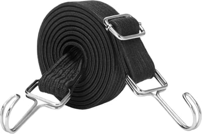 Elastisch touw, verstelbaar elastisch touw, elastisch touw met haak, plat elastisch touw, geschikt voor het vervoeren van goederen, fietsen, motoren, auto's, kamperen, enz., zwart, 1 meter.