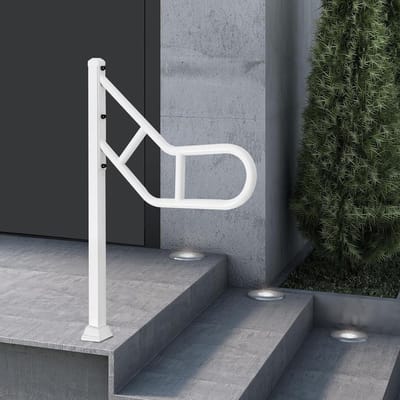 U-vormige leuning - Trapleuning entree - Veilig traplopen - Ergonomisch U-ontwerp - 59 cm - Wit