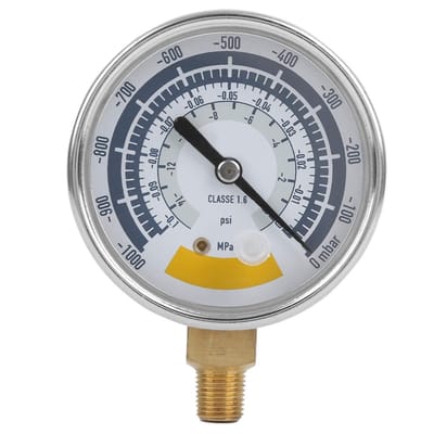 Dailygoods- Manometer Nauwkeurig - Vacuümdruk Tester - 0-14psi - G1/4in Connector - 304 Roestvrij Staal - 63 mm Buitendiameter - Drukmeter