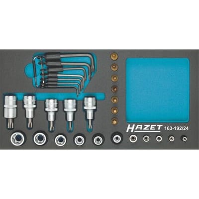 Hazet 163-192/24 Buiten-Torx, Binnen-Torx Dopsleutelinzetset 6.3 mm 24-delig 1/4 (6,3 mm), 1/2 (12,5 mm)