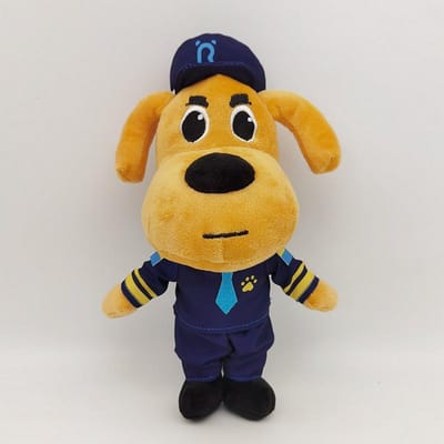 Peluche Chien Labrador Shérif Sergent de Sécurité Chien-Loup Labrador Poupée Dessin Animé Garçons Filles Peluches Douces Cadeau Enfants marron
