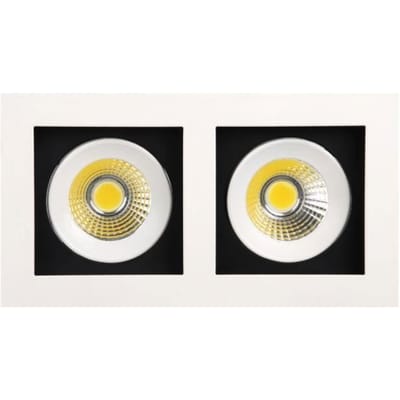 Dubbele spot LED downlight wit 2x8W (Vgl. 2x64W) 6400K Dim. 185x100mm