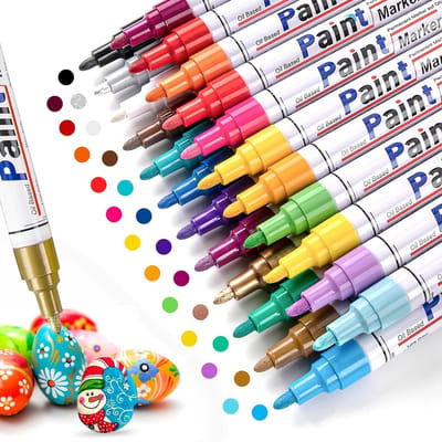 SnelShoppen - 24 Kleuren Paint Pens - Waterdichte Permanente Marker voor Hout, Steen, Metaal, Plastic, Keramiek - Ideaal voor Kunst, Klussen en Creati