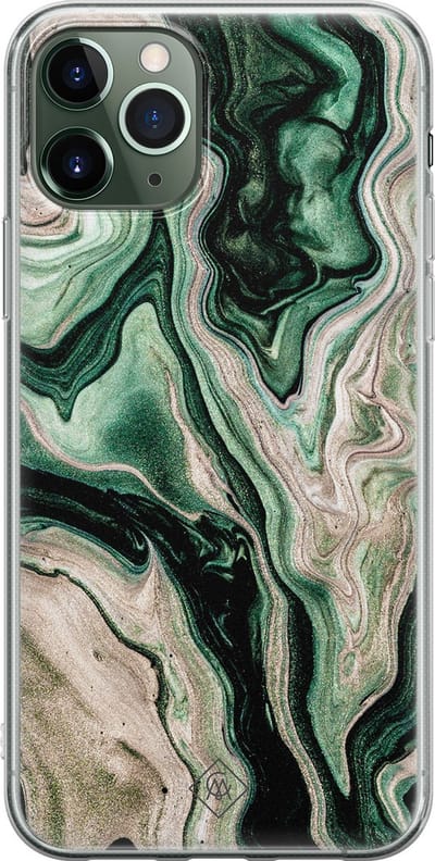 Casimoda® hoesje - Geschikt voor iPhone 11 Pro - Groen marmer / Marble - Siliconen/TPU telefoonhoesje - Backcover - Marmer - Groen