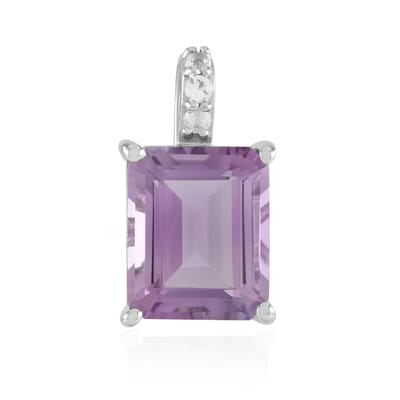 Cavill - Elegante 925 Sterling Zilver Hanger met Platina Afwerking - Octagonale Lavendel Amethist 3,92 ct & Witte Topaas 0,08 ct - Braziliaanse Stijl