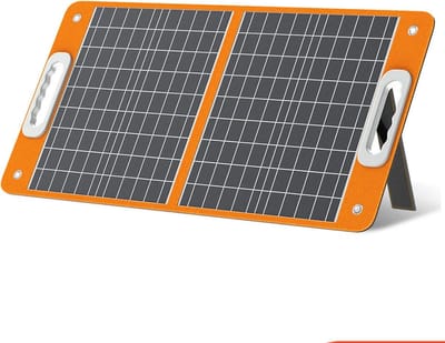 Zonnepaneel - Zonnepanelen Compleet Pakket - Zonnepaneel Opvouwbaar - Zonnepaneel Camper - 18V - 60W Opvouwbaar Zonnepaneel - Draagbare Zonnelader met DC-Uitgangen - 2 USB-Uitgangen - Oranje
