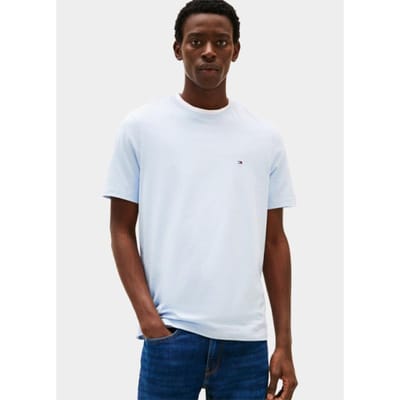 Tommy Hilfiger Flag Embroidery T-shirt Sky Blue Maat: M | Basic T-Shirts Outlet | Heren | Blauw