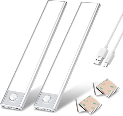 Ultradun Bewegingssensor LED Licht met Oplaadbare Batterij - 37 Lichten voor Kast en Slaapkamer (2 Stuks)