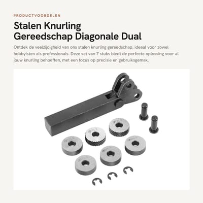 Dailygoods- Knurling Gereedschap Stalen Set van 7 Stuks - Diagonaal Lineair Knurling Wiel - Netto Pulley Diameter 26 mm - Gatdiameter 10 mm - Dikte Gekarteld Wiel 8 mm - Knurlingfiguur 0,5/1,0/2,0 mm - Knurlingwielen