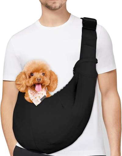 Famanu – Omkeerbare Draagtas voor Hond, Kat of Konijn – Handsfree Kruislichaam Drager met Veiligheidshaak, Geschikt tot 4,99 kg