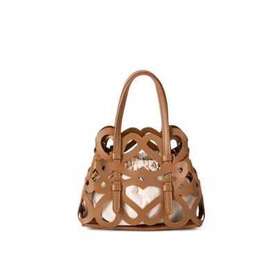 Sac Panier Légumes Creux Sac Intérieur à Cordon de Serrage pour Femmes Sac à Bandoulière Sac Messager Tendance mud color multicolore