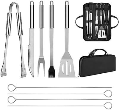 Professionele BBQ Gereedschapsset van RVS met Draagtas - 9-delige Barbecue Accessoires Set voor Grillen - Gemakkelijk Schoon te Maken en Vaatwasmachinebestendig