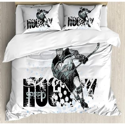 Hockey Beddengoed Collectie Voor Slaapkamer Bed Huis Doelman In Handgetekende Stijl Met Beschermende Ge Dekbedovertrek Dekbedhoes En Kussensloop EU King(240x220cm)