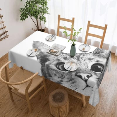 Stiekeme Kat Gepersonaliseerd Rechthoekig Tafelkleed Waterdichte Tafelhoes voor Festival Feestdecoraties Tafelkleed 137x183cm