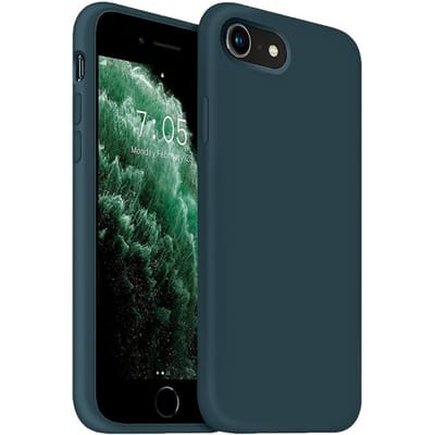 Coverzs Luxe Liquid Silicone case geschikt voor Apple iPhone SE 2022/2020 / iPhone 7/8 - beschermhoes - siliconen backcover - donkerblauw