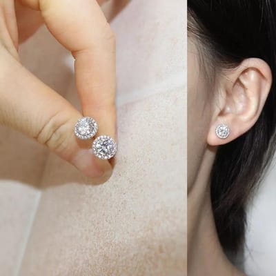 Natuurlijke Robijn Oorbellen voor Bruiloft Vrouwen S925 Sterling Zilver Fijne Sieraden Ronde Groen/Rood Luxe Diamant Dames Oorbellen Brincos WHITE white