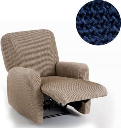 Belmarti® Relaxfauteuil Milos - 60cm tot 85cm breed - Blauw - Hoge kwaliteit stof met maximale elasticiteit - Antistatisch - Van ademend Katoen voor comfortabel zitten zonder zweten
