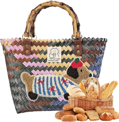 Strandmand - Rieten tas - Dagelijks gebruik - Handgevlochten - 30 cm - Natuurlijk