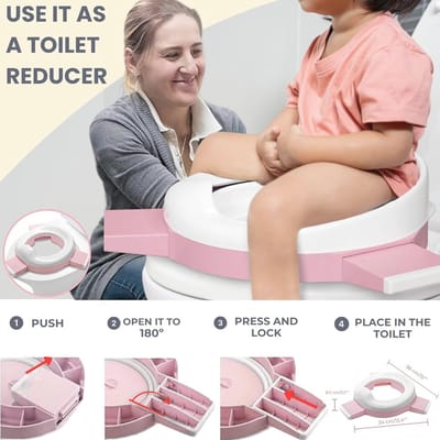 SnelShoppen - Opvouwbaar 3-in-1 Reispotje voor Peuters | Veilig & Comfortabel | Inclusief 10 Wegwerpzakjes | Travel Potty & WC-Verkleiner | Antislip M