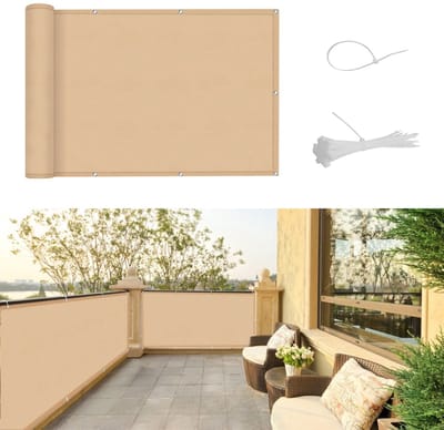 Solidchoice- Balkonscherm Waterdicht 90x500cm - Ondoorzichtig - UV-bescherming tot 95% - Polyester 170 g/m² - Eenvoudige installatie - Kabelbinders inbegrepen - Balkonafscherming