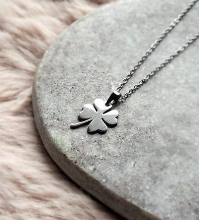 Jewels88 Zilveren Ketting Klaver- Klavertje Vier Dames- RVS Stainless Steel- Vrouw
