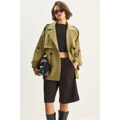 Knopen Midi Trenchcoat