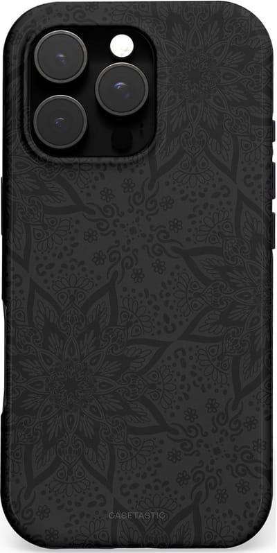 Casetastic hoesje geschikt voor Apple iPhone 16 Pro - MagSafe - Dubbellaagse bescherming - Mandala stijl - Fashion Case - Zwart