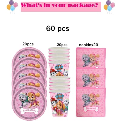 Roze Paw Patrol Verjaardagsfeest Decoratie Skye Wegwerp Servies Tafelkleed Bord Folie Ballonnen Babyborrel Meisjes Feestartikelen