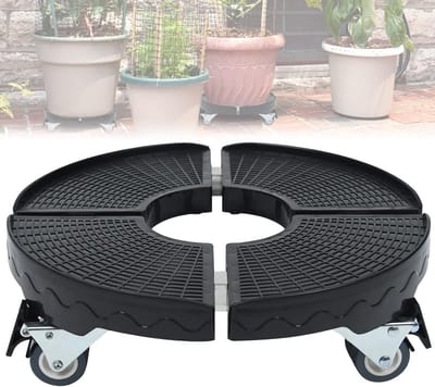 Verstelbare Plantenroller Ø 39-52 cm met 360° Draaibare Wielen en Antislip Paneel