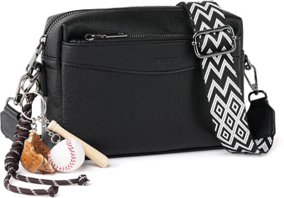 TAN.TOMI Dames Schoudertassen, Crossbody Tas, Crossbodytassen voor Dames met Verstelbare - Afneembare Brede Band - Zwart