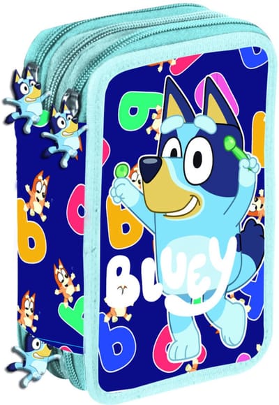 Bluey Miniplay Drievaks Etui – Blauw – Met Inhoud – 13,5x20x6,5 cm - Tekenen Hobby
