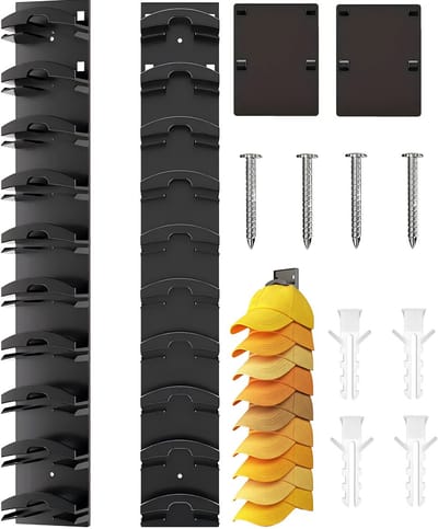 Hoeden Opbergrek - 2 Stuks - Baseball petten opbergrek - Hoeden Opbergrek - Wandmontage Pet Opbergrek - Wandgemonteerd hoedenrek - Meerlaags hoeden opbergrek - Pettenrek - Petjeshouder - Cap Rack - Voor 20 Hoedjes en Petten - Zwart
