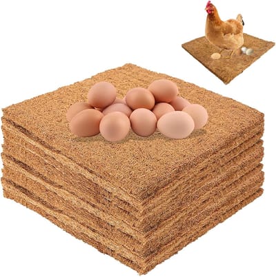 Kippennestkast Inzetstukken - Kippen Strooisel - Comfortabel Leggen - Ademend Kokosvezel - 10 Stuks 25x25cm - Donkerbruin