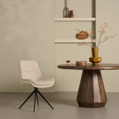 Eetkamerstoel Notion - Textiel / Metaal - Beige - 55 x 86 x 62 cm (BxHxD)