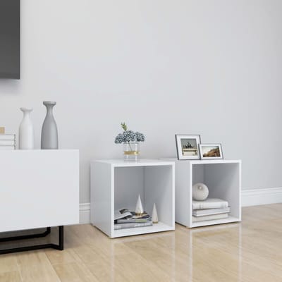 vidaXL - Tv-meubelen - 2 - st - 37x35x37 - cm - bewerkt - hout - wit