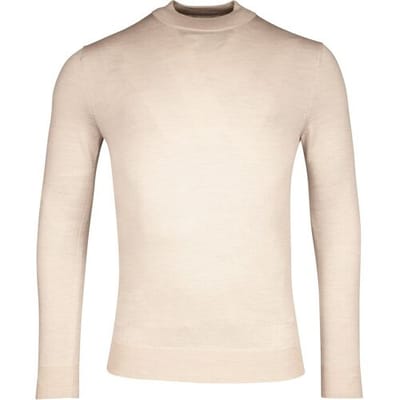 Thomas Maine Trui Uni Color Turtleneck Single Knit Merino Ecru Melange / male