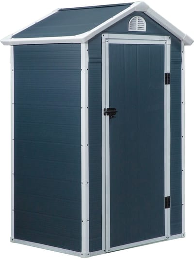 Clruro Tuinhuis - 134 x 104 x 204 cm - met deuren en afsluitbaar - Kunststof - Grijs