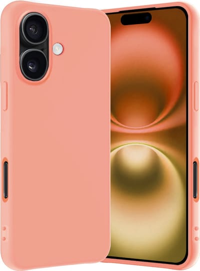 Hoes - Geschikt voor Apple iPhone 16 - Sterk & Shockproof - Hoesje Cover - Siliconen Case - Perzik