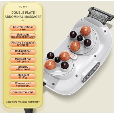 Automatische Buikmassager Bian Steen Buikwrijvingsinstrument Dubbel Gebruik voor Taille Buik Bevorderen Darmperistaltiek Cadeau gray