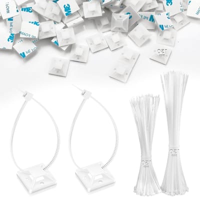 300 Stuks Kabelbinders 120mm/150mm en 150 Stuks Zelfklevende Houder voor Kabelbevestiging, Nylon en Plastic Accessoires voor Organisatie