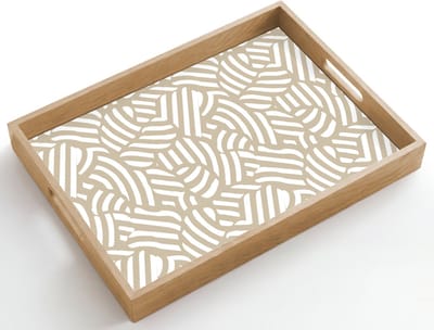 Dienblad hout 50x35 cm - Schootdienblad - Abstract - Modern - Beige - Borrelplank rechthoek - Plateau dienbladen