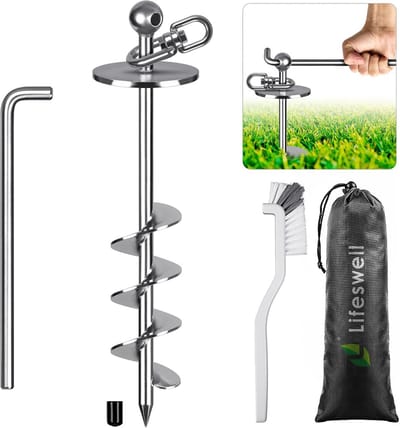 Grondanker Hond - Hondenlijn Paal - Buiten Activiteiten - Robuust Alloy Staal - 40 cm - Zilver