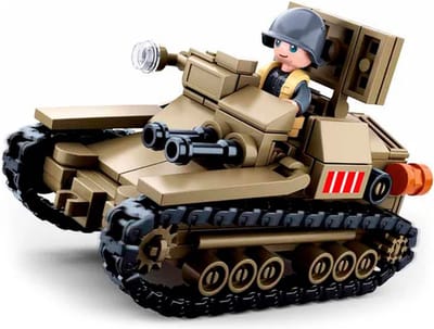 Sluban Army WWII Small Italian Tank bouwspeelgoed kinderen vanaf 6 jaar - Constructiespeelgoed modelbouw - bouwdoos met 183 bouwstenen - M38-B0709
