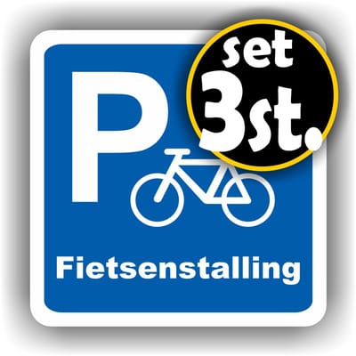 Jerma - Fietsenstalling - Stickers - Set - 1 van 15x15 - 2 van 10x10 cm – Weerbestendig - Zelfklevend