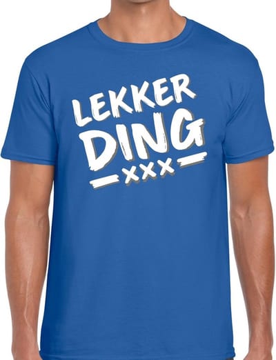 Lekker ding tekst t-shirt blauw heren - fun tekst shirt voor heren Lekker Ding S