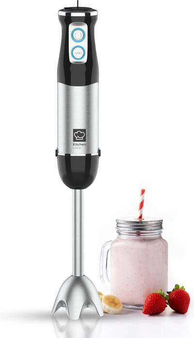 KitchenLove Staafmixer - 800W - 6 Snelheden + Turbo - Zwart/RVS